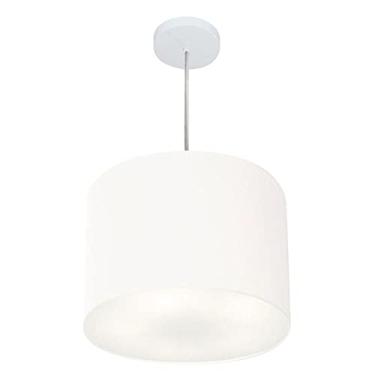 Imagem de Lustre Pendente Cilíndrico Cúpula Tecido 40x30 cm, Vivare Iluminação, Pendente4212 BR, Branco, Médio