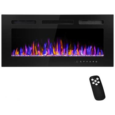 Imagem de Lareira Elétrica de Embutir A43x91L com Controle Remoto e Digital com Chamas Multicolorida, 1500W, 110v, BETELNUT, Preto