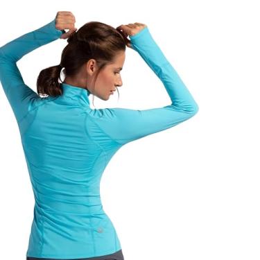 Imagem de BloqUV Blusa feminina com zíper simulado, turquesa claro, GG