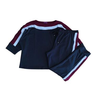 Imagem de Conjunto Feminino Inverno Plus Size De Moletinho Calça E Blusa Manga 3/4 Raio De Luz