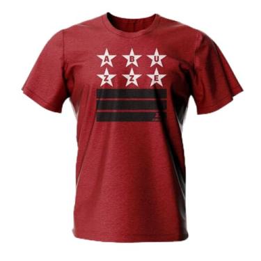 Imagem de Camiseta Masculina Original Abuzze Stars Manga Curta 100% Algodão (BR, Alfa, G, Regular, Vermelho Bordo)