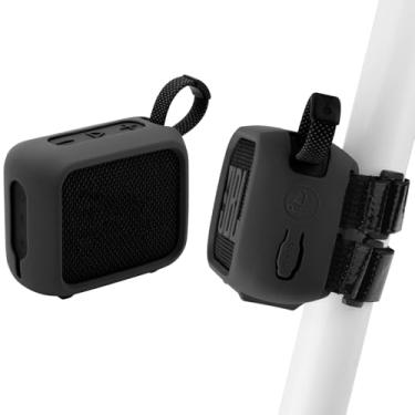 Imagem de TXEsign Capa protetora de silicone para JBL Go 4, Go 4, bolsa de transporte de viagem com capa de carregamento antipoeira com alça de suporte para alto-falante (preto)