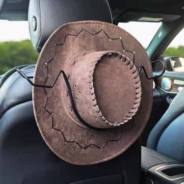 Imagem de Suporte de chapéu de cowboy para caminhão, carro, acessórios organizadores ocidentais para homens e mulheres, presentes automotivos, cabide de armazenamento traseiro com ganchos para boné de beisebol,