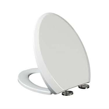 Imagem de Assento e tampa de vaso sanitário branco de liberação rápida | Fechamento macio, fácil de limpar, ajuste universal | Limpe com pano de plástico | Levante para limpeza sem esforço - em forma de V