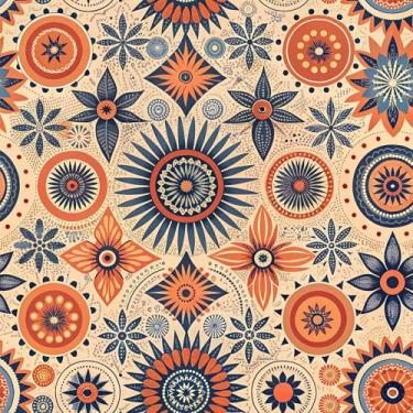 Imagem de Papel de parede boho floral laranja descasque e cole marroquino vintage removível papel de contato autoadesivo vinil azul escuro decoração de parede para quarto, sala de estar, armários, forro de