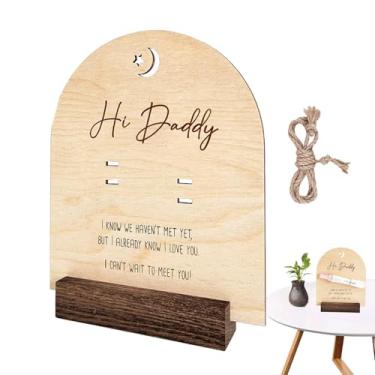 Imagem de Kumprohu Olá anúncio de gravidez,Anúncio de gravidez para marido,Olá, pai, teste de gravidez, placa de | Placa de anúncio de bebê com base e corda, anúncio de gravidez para o papai