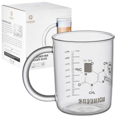 Imagem de GLASKEY Caneca de cafeína, caneca de cafeína de borossilicato antigotejamento de 473 ml, canecas de café legais com alça, caneca de química, presentes para professores de ciências de química para