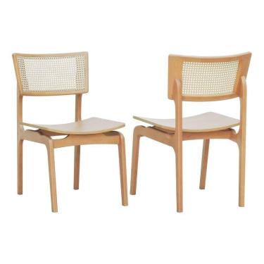 Imagem de Kit 2 Cadeiras Apollo Madeira Maciça Encosto Telinha Assento Anatômico - Natural Madeira