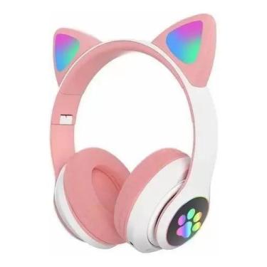 Imagem de Fone Headset de Gatinho Bluetooth Orelha De Gato Luz Led - HEADSET - -