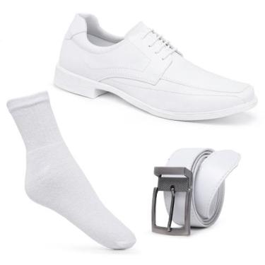 Imagem de Kit Sapato Masculino Branco Área da Saúde Com Meia & Cinto - Novo Hábi