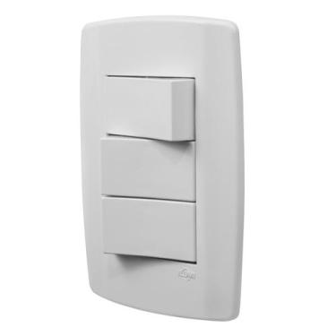 Imagem de Conjunto Suporte e Placa 4x2 com 3 Interruptores Simples 10A 250V~ Lin