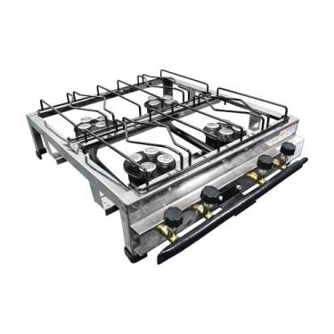 Imagem de Fogão Semi Industrial 4 Bocas Inox Alta Pressão c/ Mangueira e Registr