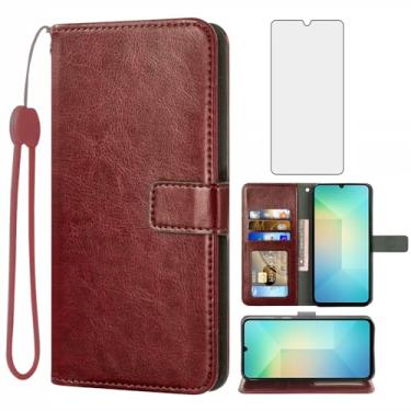 Imagem de Asuwish Capa carteira compatível com Samsung Galaxy A06, protetor de tela de vidro temperado e capa flip de couro, suporte para cartão, acessórios de celular, capas para celular GalaxyA06 A 06