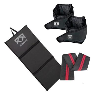 Imagem de Kit Mini Hip Band Forte Faixa Elástica + Par Caneleira Tornozeleira De
