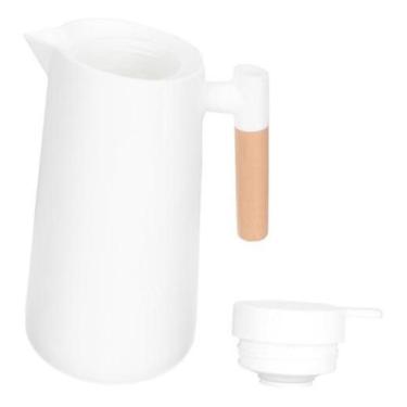 Imagem de Garrafa Térmica Malta 1 Litro Cabo Madeira Café Chá - Branco - Kadê