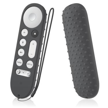 Imagem de AKSHFETH Capa para controle remoto para Google TV Streamer 4K Remote 2024 Google GY3LE capa protetora de silicone com cordão (cinza escuro)