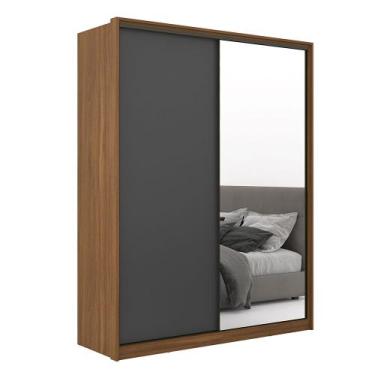 Imagem de Roupeiro de Casal Espanha 2 Portas c/ 1 Espelho Amêndola/Grafito - Bel