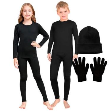 Imagem de Conjunto Infantil Segunda Pele Termico Frio Inverno Forro Gorro + Luva
