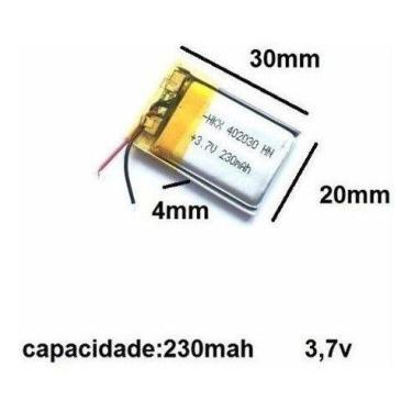 Imagem de Bateria  3.7v  230 Mah    30mm X 20mm X 4mm  Cr - bgb