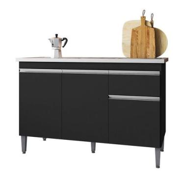 Imagem de Balcão de Pia Ambiente Tatiane 120 cm Preto Fosco - AJL - AJL Móveis