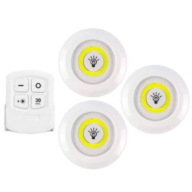 Imagem de Luminária Led 3x Spot Sem Fio Kit Controle Remoto e Cor Branco - LAURU