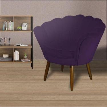 Imagem de Poltrona Decorativa Estofada Para Quarto Closet Pétala Suede Roxo - LM