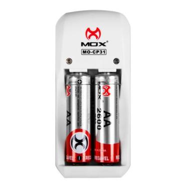 Imagem de Carregador De Pilha + 2 Pilhas Aa Recarregável 2600 Mah Mox