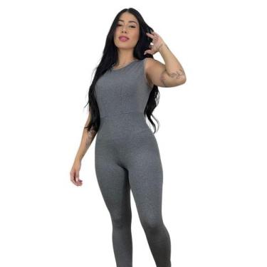 Imagem de macacão longo feminino suplex academia TB moda fitness, Cinza, GG