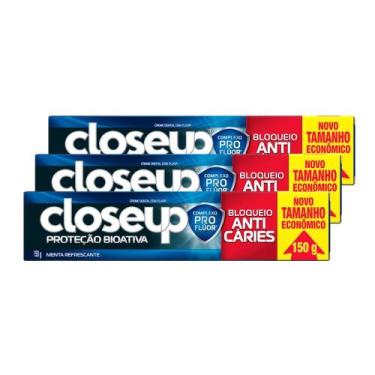 Imagem de Kit 3 Creme Dental Close Up Proteção Bioativa Anticáries 150g