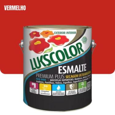 Imagem de Tinta Esmalte Sintético Base Água 3,6l Lukscolor Cores Galão, Vermelho