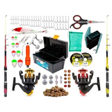 Imagem de Kit De Pesca Completo 2 Varas 2 Molinetes 1 Caixa de Pesca e Acessório