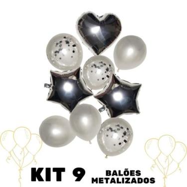 Imagem de Balão Bexiga Metalizado E Látex Rose Gold Kit Buque 9 Peças - kit 9 ba