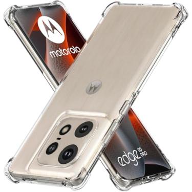 Imagem de USTIYA Capa para Motorola Moto Edge 50 Pro/Edge 50 Clear TPU quatro cantos capa de proteção de grau militar transparente macia