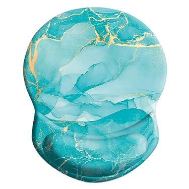 Imagem de Mouse pad ergonômico com suporte de pulso, almofada de descanso de pulso confortável para alívio da dor com base de poliuretano antiderrapante para jogos, casa, escritório e viagens (mármore verde)