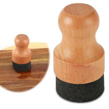 Imagem de Aplicador de óleo para tábuas de corte, aplicador de cera de madeira de 9 x 4 x 4 cm, aplicador de cera com alça para tábua de corte, acessórios para bancadas (marrom)