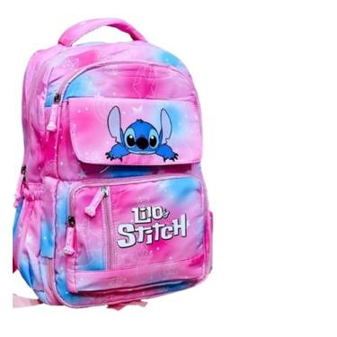 Imagem de Mochila Grande Nylon Impermeável Escolar Faculdade Femenina - stitch m