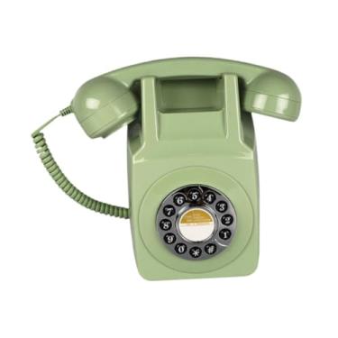 Imagem de QccHieUs Suporte de parede para telefone fixo retrô, telefone de discagem, decoração para casa, tipo vintage, telefone antigo para negócios, festa, família, Verde