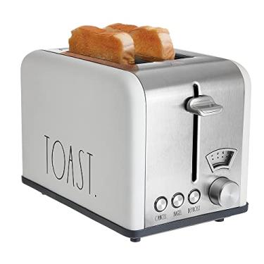Imagem de Rae Dunn Toaster, Stainless Steel 2 Slice Square Toaster, Wide Slot with 5 Browning Levels, with Bagel, Defrost and Cancel Options (Cream)