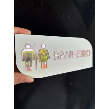 Imagem de Placa Identificação de Porta, Banheiro Em MDF BRANCO com ACRILICO espe