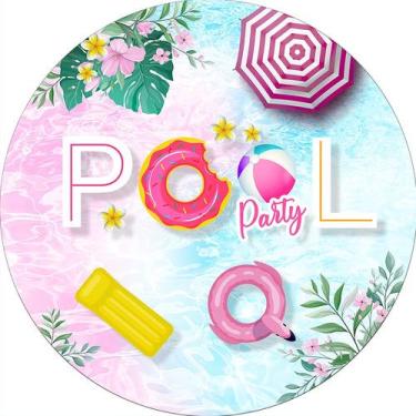 Imagem de Painel De Festa Redondo 1,50x1,50 -  Pool Party Rosa e Azul 003 - Via 
