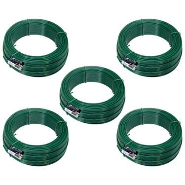 Imagem de Kit C/ 5 Arame P/ Tela Revestido Pvc 1kg Verde Bwg14 2,11mm - Tradesta