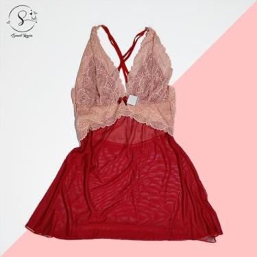 Imagem de Camisola Rendada Sem Bojo Sexy Bicolor Vestido Para Dormir Confortável