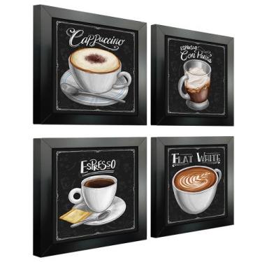 Imagem de Quadro Decorativo Café Expresso Padaria Cozinha 12x12cm 4 un - Arte na