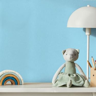 Imagem de Papel de Parede Adesivo Vinílico Prova d'água Azul Liso 5m - Leliz Pap