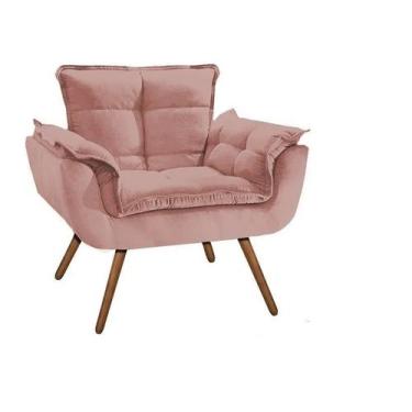 Imagem de poltrona opala ROSE suede decorativa para sala escritório H.G.H-Decor