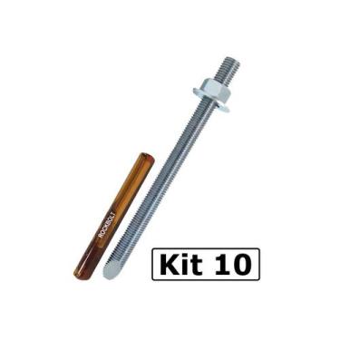 Imagem de 10 Parafuso Haste C/ Chumbador Quimico R Bolt Em Ampola 3/8 - Rock Bol