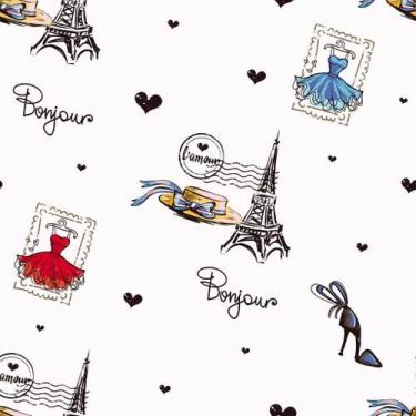 Imagem de Papel De Parede Temático Paris Torre Eiffel Claro - 3,3x0,5m - DEKAL D