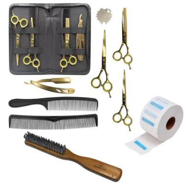 Imagem de Kit 3 Tesouras Profissionais Barbeiro E Cabeleireiro Gola Higiênica E 