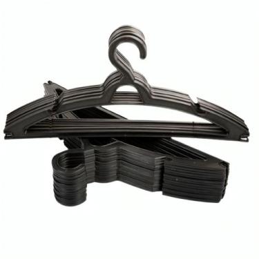 Imagem de Kit 30 Cabides Para Roupas Adulto Preto Plástico Resistente - H&M
