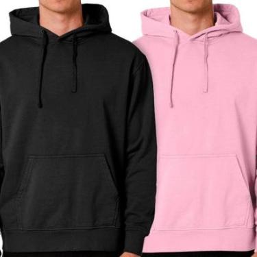 Imagem de Kit 2 Blusas Moletom Masculino Canguru Com Capuz  Liso Sem Estampa Liso-Masculino
